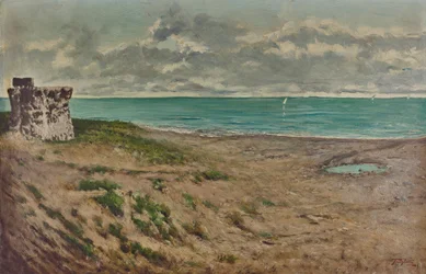 Der Turm von Termoli nahe dem Fluss Sinarca, gemaltes Foto